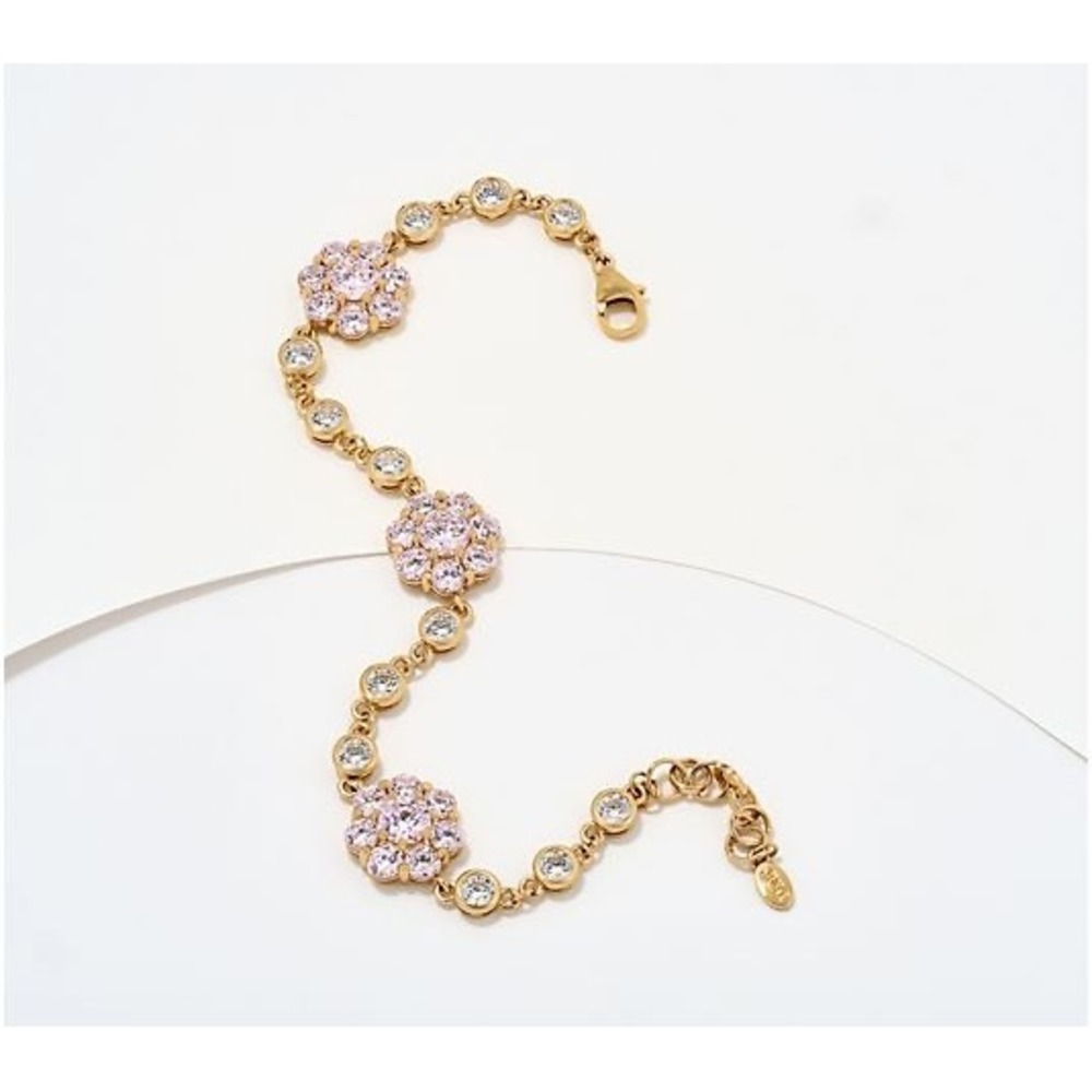 NWT Diamonique x Lulu Frost Pink Champagne Flower Bracelet / MSRP $224